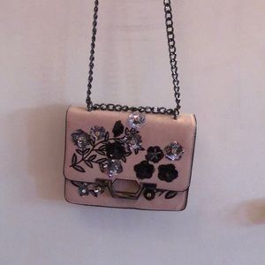 Topshop blush colored embellished square purse